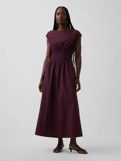 Gap Poplin Pintuck Maxi Dress In Purple Burgundy