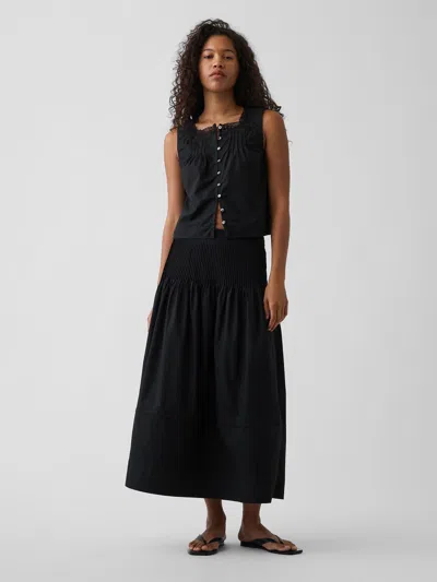 Gap Poplin Pintuck Maxi Skirt In Black