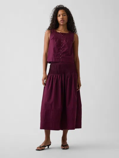 Gap Poplin Pintuck Maxi Skirt In Red