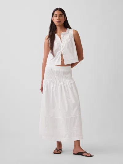 Gap Poplin Pintuck Maxi Skirt In White
