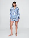 Gap Poplin Pj Boxer Shorts In Blue & White Floral