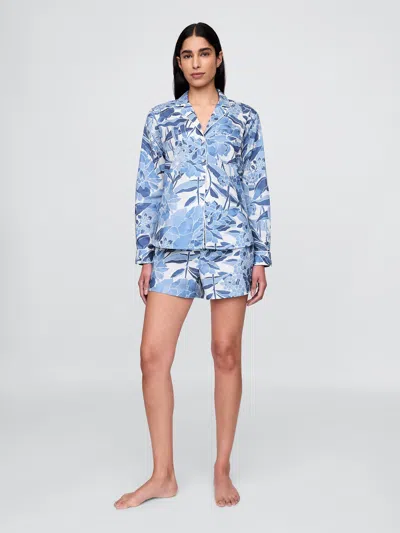 Gap Poplin Pj Boxer Shorts In Blue & White Floral