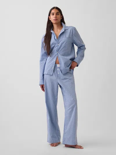 Gap Poplin Pj Pants In Blue Plaid