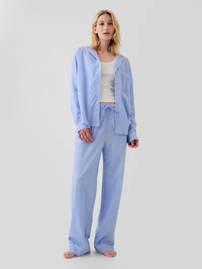 Gap Poplin Pj Pants In Blue Stripe