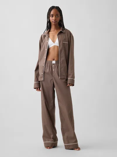 Gap Poplin Pj Pants In Toasted Almond Brown