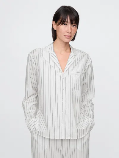 Gap Poplin Pj Shirt In Black Stripe