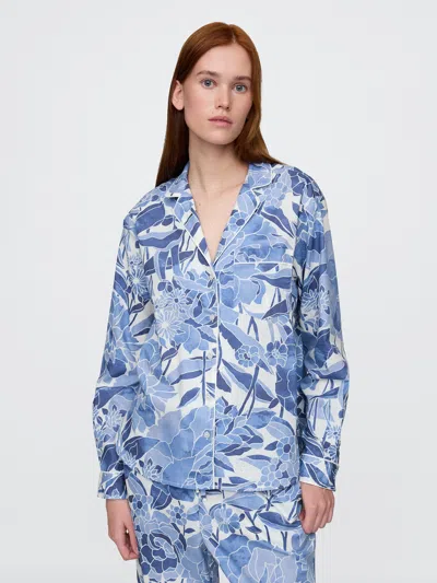 Gap Poplin Pj Shirt In Blue & White Floral
