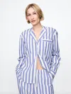 Gap Poplin Pj Shirt In Blue And White Stripe