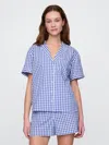 Gap Poplin Pj Shirt In Blue Gingham