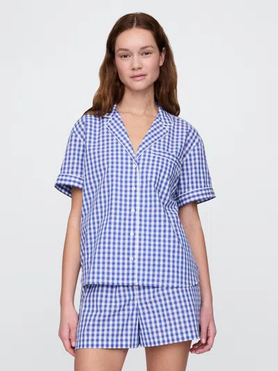 Gap Poplin Pj Shirt In Blue Gingham