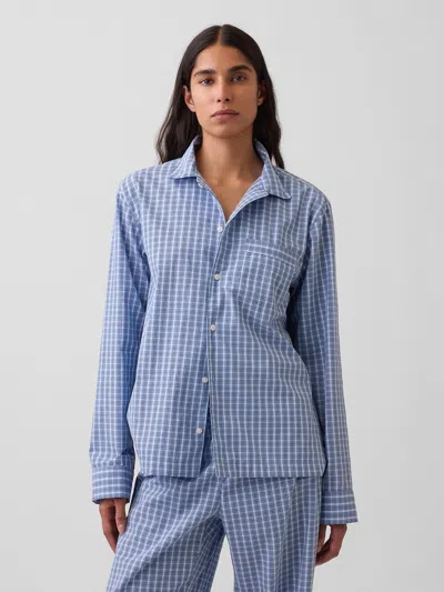 Gap Poplin Pj Shirt In Blue Plaid