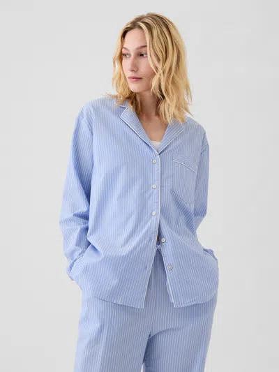 Gap Poplin Pj Shirt In Blue Stripe