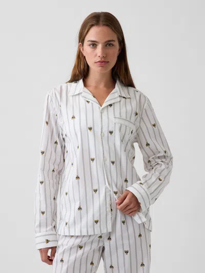 Gap Poplin Pj Shirt In Brannan Bear Off White