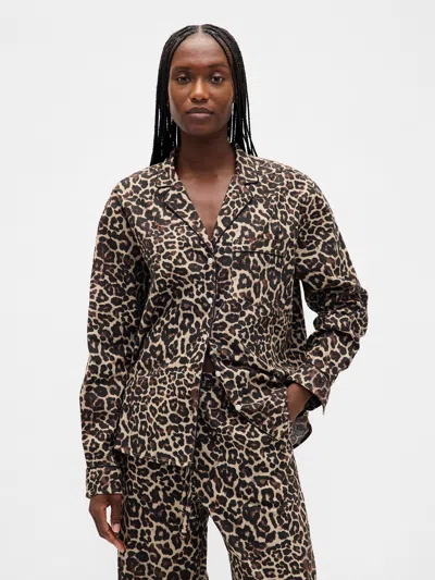 Gap Poplin Pj Shirt In Brown