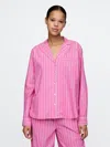 Gap Poplin Pj Shirt In Pink And Blue Stripe