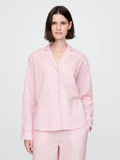 Gap Poplin Pj Shirt In Pink Gingham