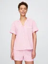 Gap Poplin Pj Shirt In Pink Gingham