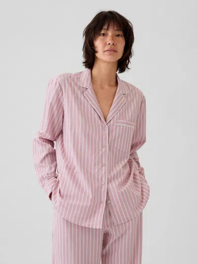 Gap Poplin Pj Shirt In Pink Stripe