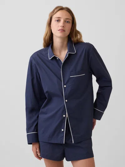 Gap Poplin Pj Shirt In Vintage Navy Blue