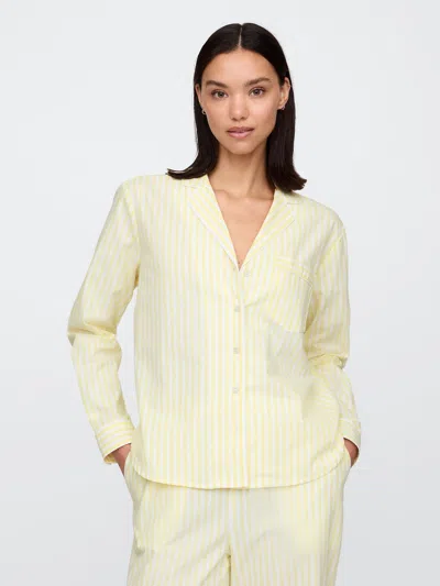 Gap Poplin Pj Shirt In Yellow Stripe