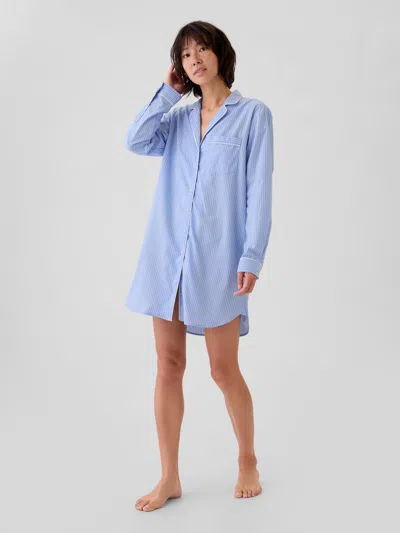 Gap Poplin Pj Shirtdress In Blue Stripe