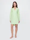 Gap Poplin Pj Shirtdress In Green And White Stripe