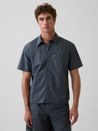 Gap Poplin Relaxed Shirt In Blue