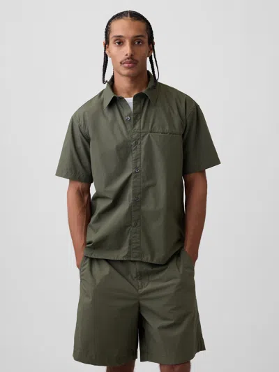 Gap Poplin Relaxed Shirt In Green