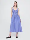 Gap Poplin Smocked Midi Dress In Blue Stripe