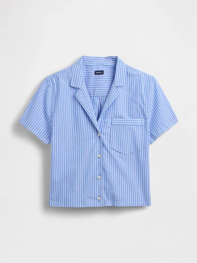 Gap Poplin Stripe Crop Pj Shirt In Blue