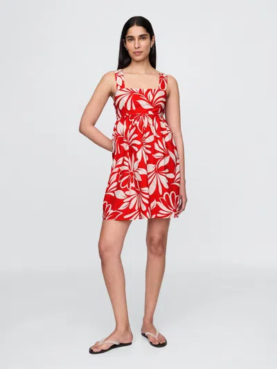 Gap Poplin Tie-back Mini Dress In Red Floral Print