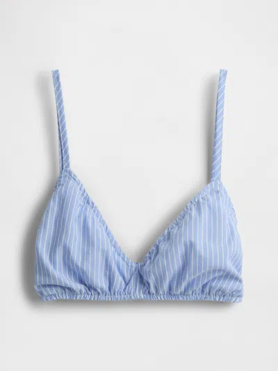 Gap Poplin Triangle Bralette In Blue Stripe