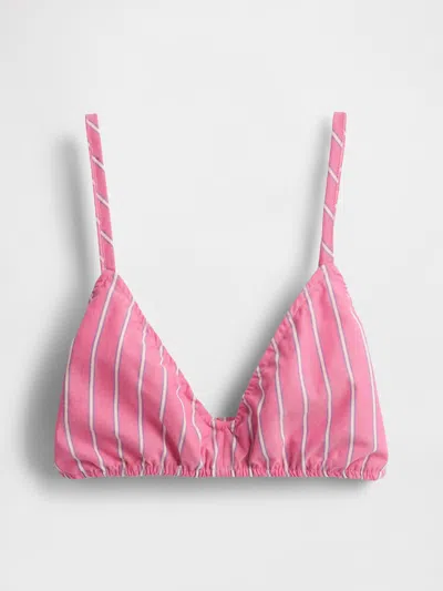 Gap Poplin Triangle Bralette In Pink And Blue Stripe