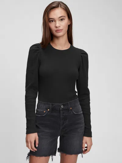 Gap Puff-sleeve Bodysuit In Black