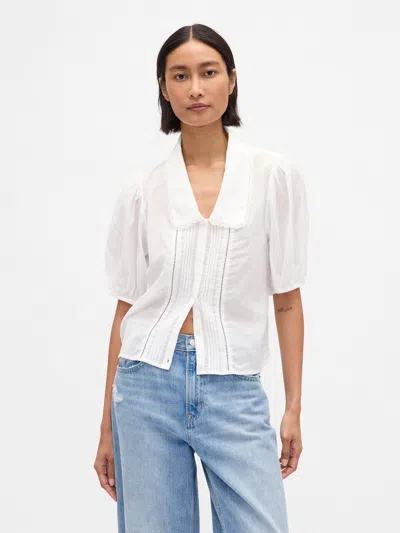 Gap Puff-sleeve Collared Crop Top