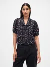 Gap Puff-sleeve Collared Crop Top
