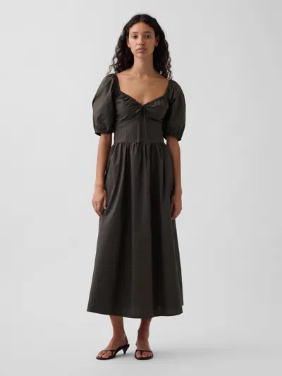 Gap Puff-sleeve Corset Maxi Dress In Green