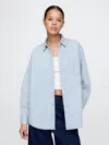 Gap Railroad Striped Denim Big Shirt In Blue Railroad Stripe