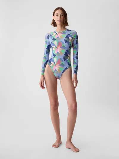 Gap Rash Guard One-piece Swimsuit In Spring Multi Floral