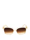 Gap Ladies Gold Tone Rectangular Sunglasses Sgp021 In Nude