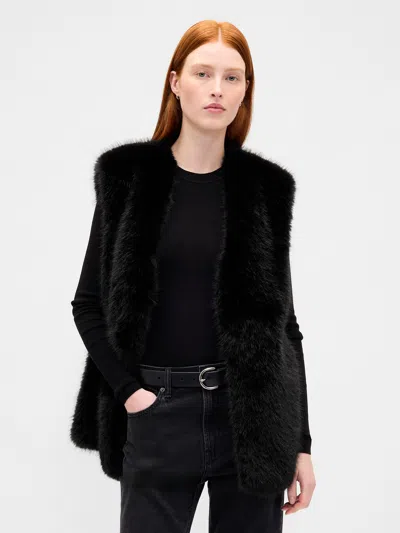 Gap Recycled Faux Fur Vest In Black