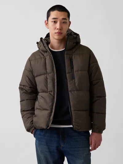 Gap Recycled Heavyweight Puffer Jacket In Brown