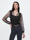Gap Recycled Lace Ruffle Top In Black