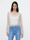 Gap Recycled Lace Ruffle Top In Cream Beige