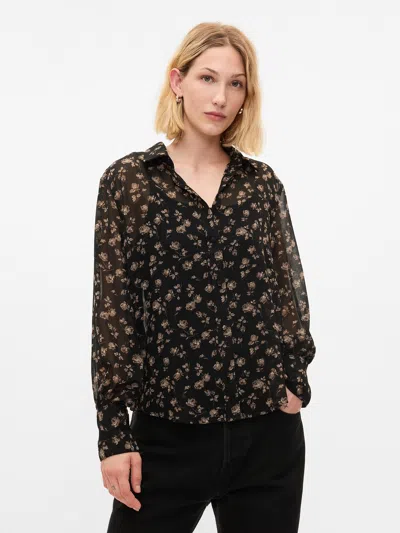 Gap Recycled Sheer Shirt In Black Floral