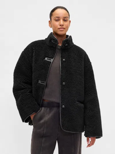 Gap Recycled Sherpa & Vegan Leather-trim Jacket In Black
