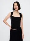 Gap Recycled Velvet Square-neck Cropped Top In Black