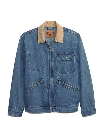 Pre-owned Gap Reissue × Sean Wotherspoon Denim Chore Jacket With Washwell In Worn Medium Blue