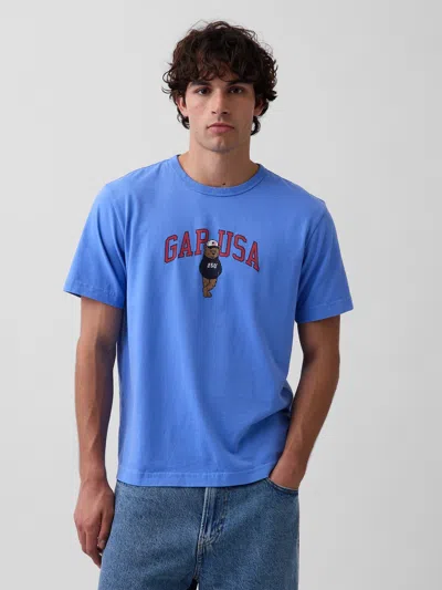 Gap Relaxed Branan Bear Logo T-shirt In Blue