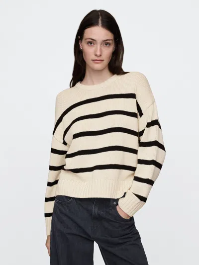 Gap Relaxed Crewneck Sweater In Black And White Stripe